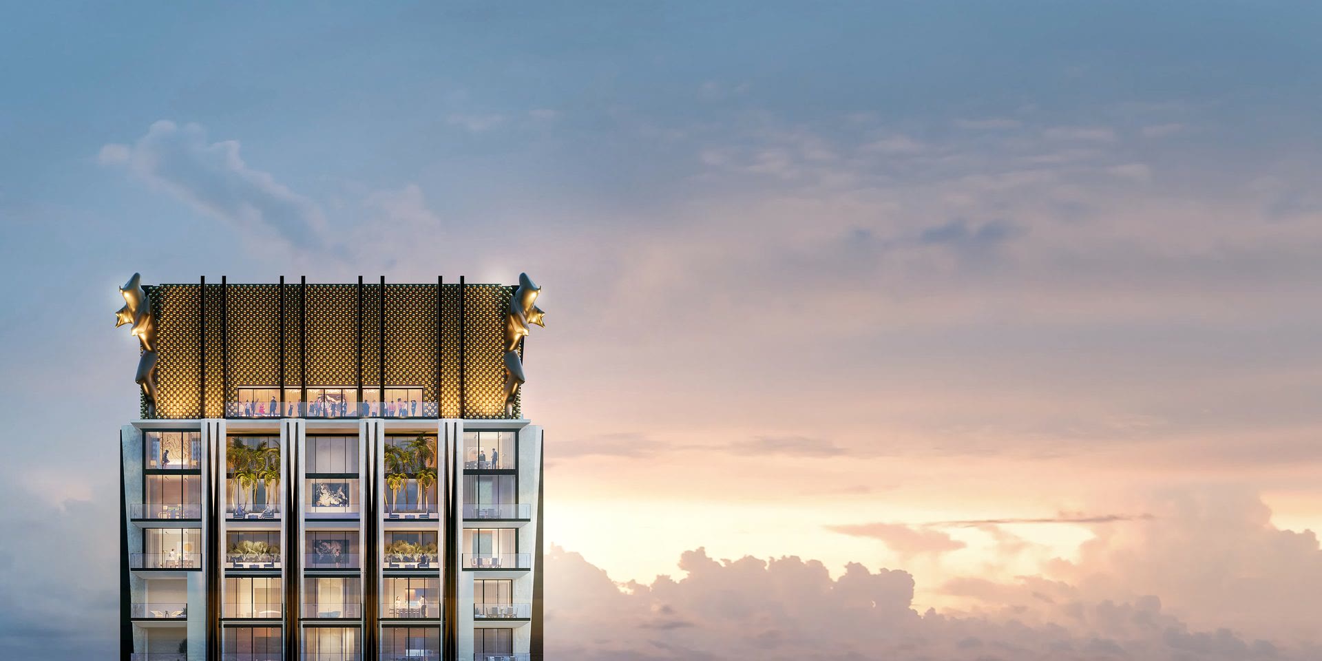 Sculptural gold crown of 888 Brickell