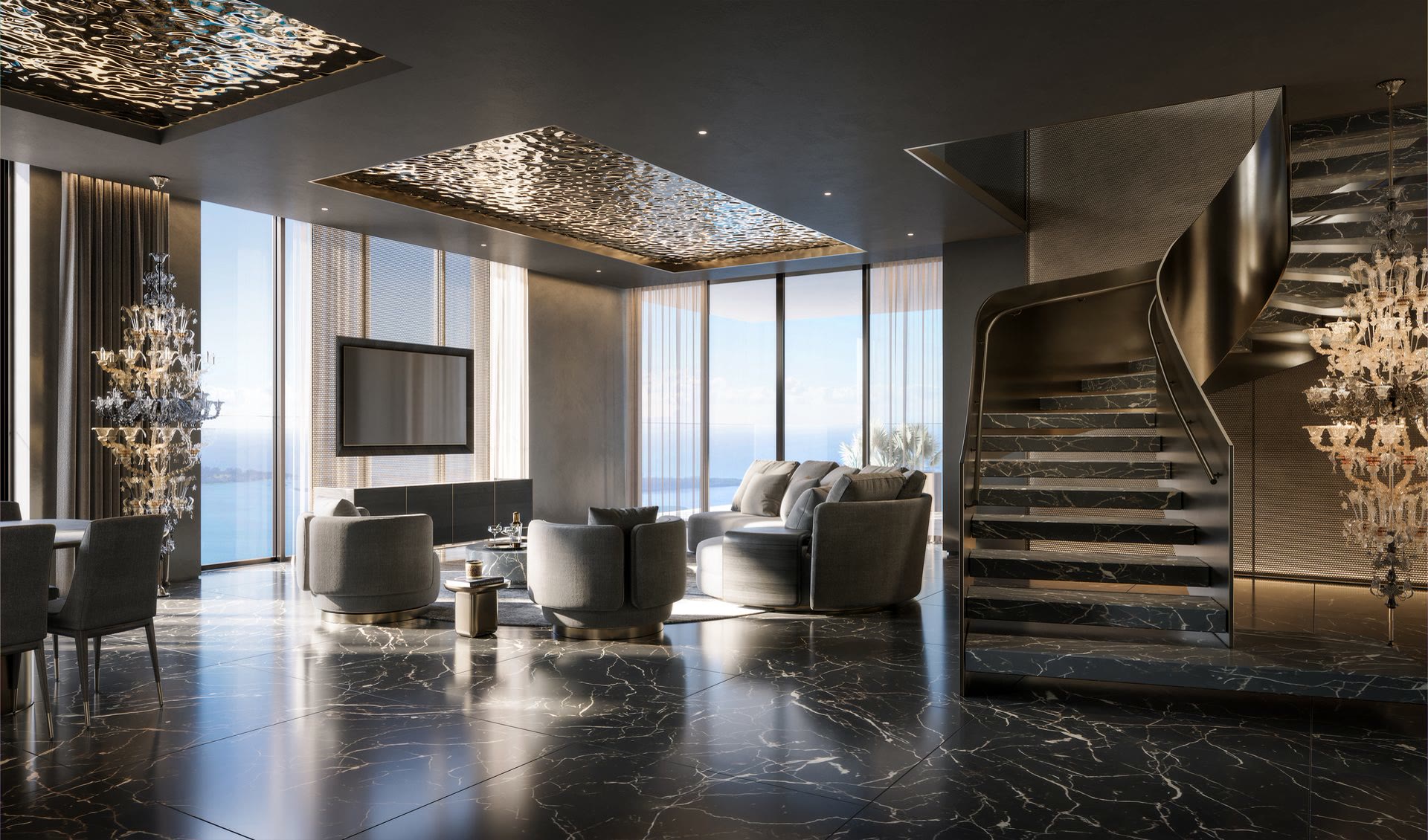 Dolce and Gabbana black living room